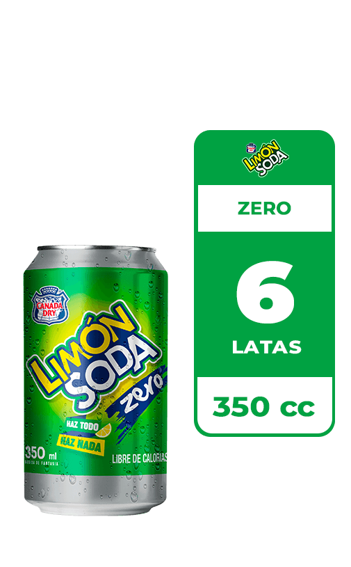 6x Bebida Limon Soda Zero Lata 350cc
