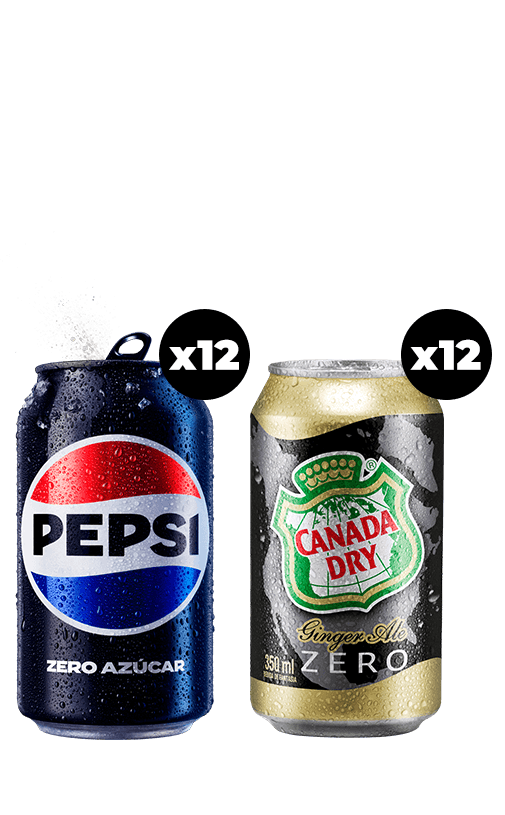 24x Bebida Pepsi Zero + Ginger Ale Zero Lata 350cc