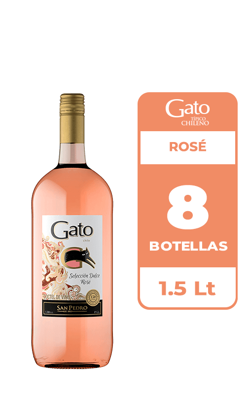 8x Cóctel de Vino Gato Selección Dulce Rosé 1.5L