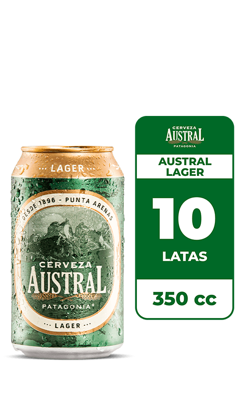 10x Cerveza Austral Lager 4.6° Lata 350cc