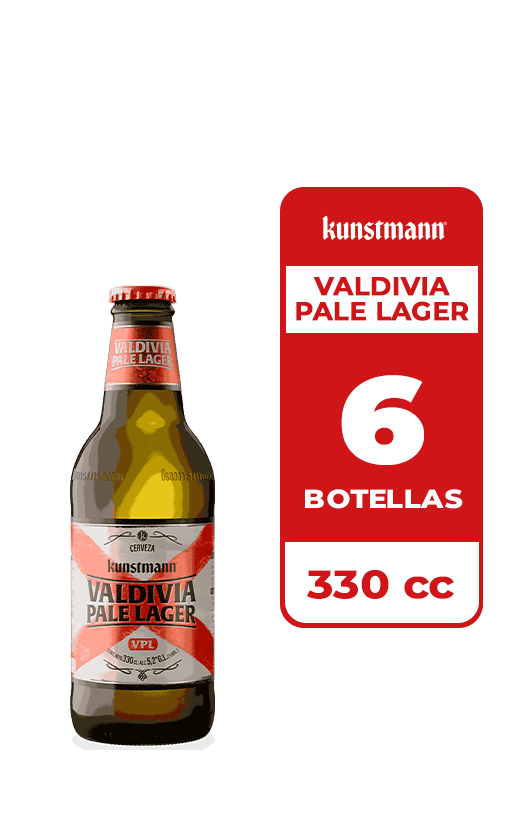 6x Cerveza Kunstmann Valdivia Pale Lager 5.2° Botella 330cc