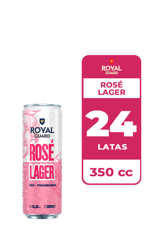 24x Cerveza Royal Guard Rosé 3.8° Lata 350cc