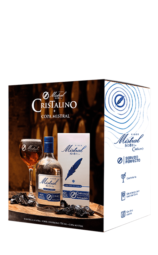 Pisco Mistral Nobel Cristalino 40° 750cc + Copa