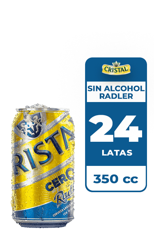 24x Cerveza Cristal Sin Alcohol Radler Lata 350cc