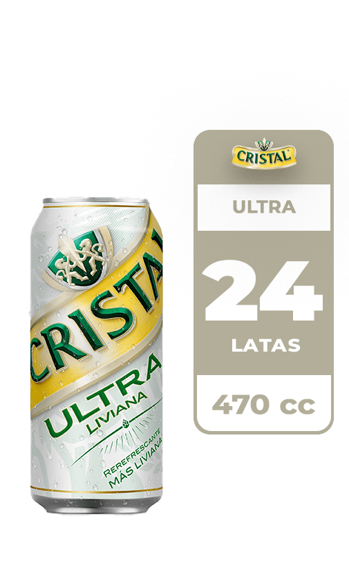 24x Cerveza Cristal Ultra 3.5° Lata 470cc