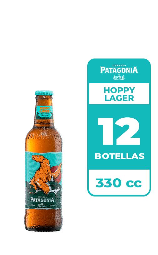 12x Cerveza Patagonia Hoppy Lager 4.8° Botella 330cc