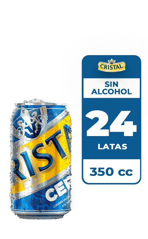24x Cerveza Cristal Sin Alcohol Lata 350cc