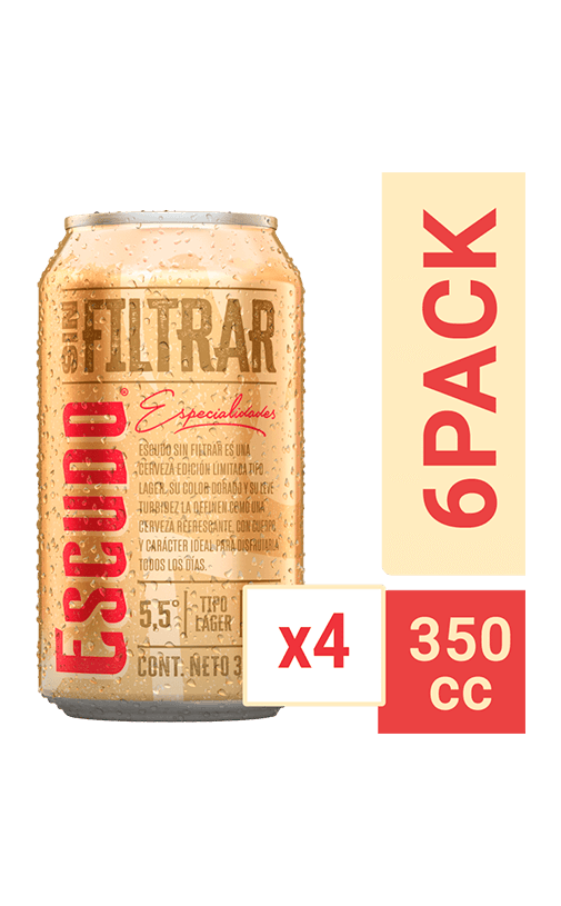 24x Cerveza Escudo Sin Filtrar 5.5° Lata 350cc