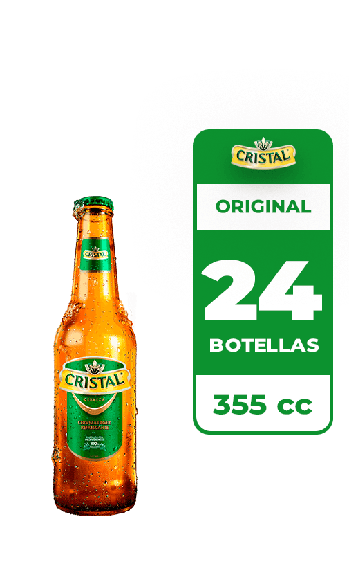 24x Cerveza Cristal 4.6° Botella 355cc