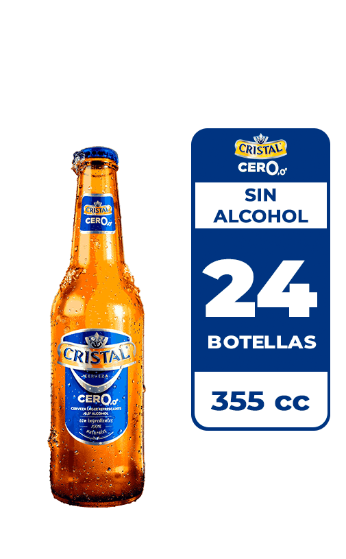 24x Cerveza Cristal Sin Alcohol Botella 355cc