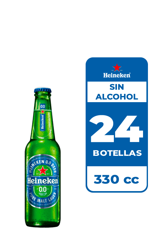 24x Cerveza Heineken Sin Alcohol Botella 330cc