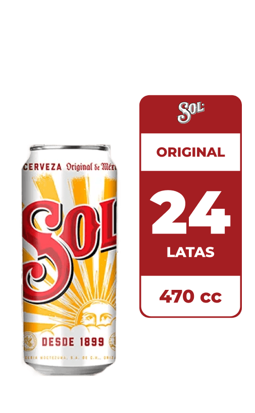 24x Cerveza Sol 4.5° Lata 470cc