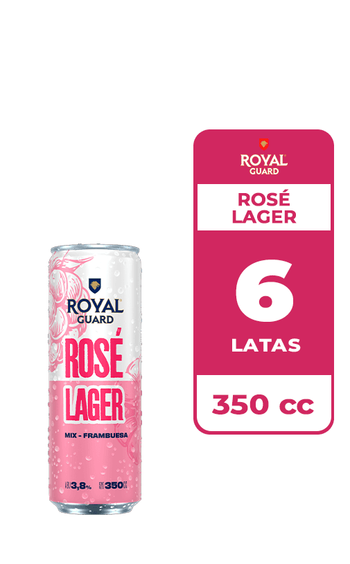 6x Cerveza Royal Guard Rosé 3.8° Lata 350cc