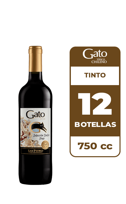 12x Cóctel de Vino Gato Selección Dulce Tinto 750cc
