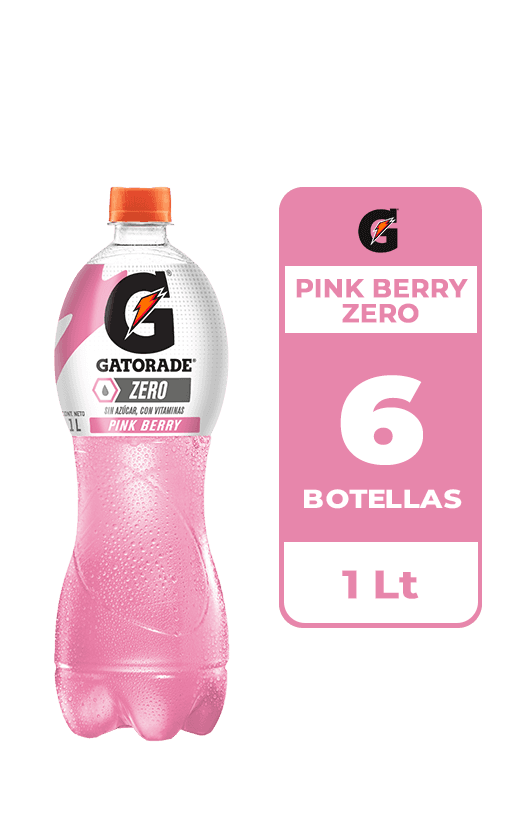 6x Bebida Isotónica Gatorade Pink Berry Zero 1L
