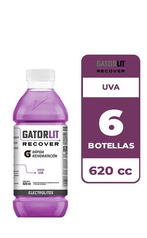 6x Bebida Suero Gatorlit Uva 620cc