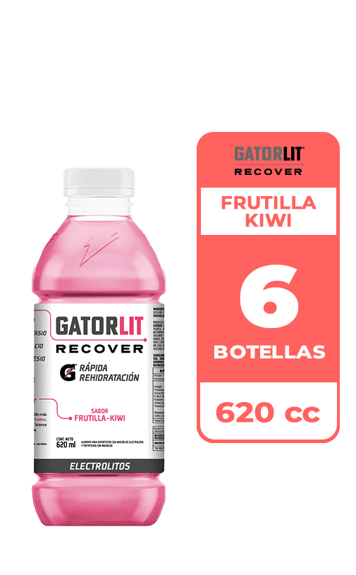 6x Bebida Suero Gatorlit Frutilla Kiwi 620cc