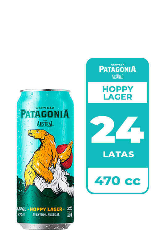 24x Cerveza Patagonia Hoppy Lager 4.8° Lata 470cc