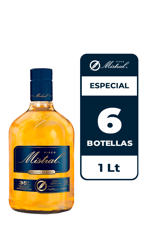 6x Pisco Mistral 35° 1L