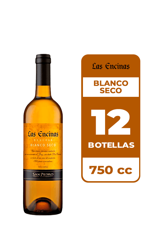 12x Vino Las Encinas Blanco Seco 750cc