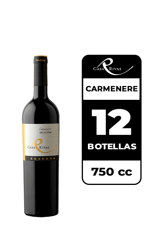 12x Vino Casa Rivas Reserva Carmenere 750cc
