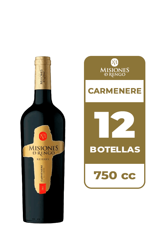 12x Vino Misiones De Rengo Reserva Carmenere 750cc