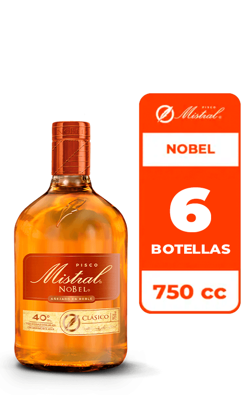 6x Pisco Mistral Nobel 40° 750cc