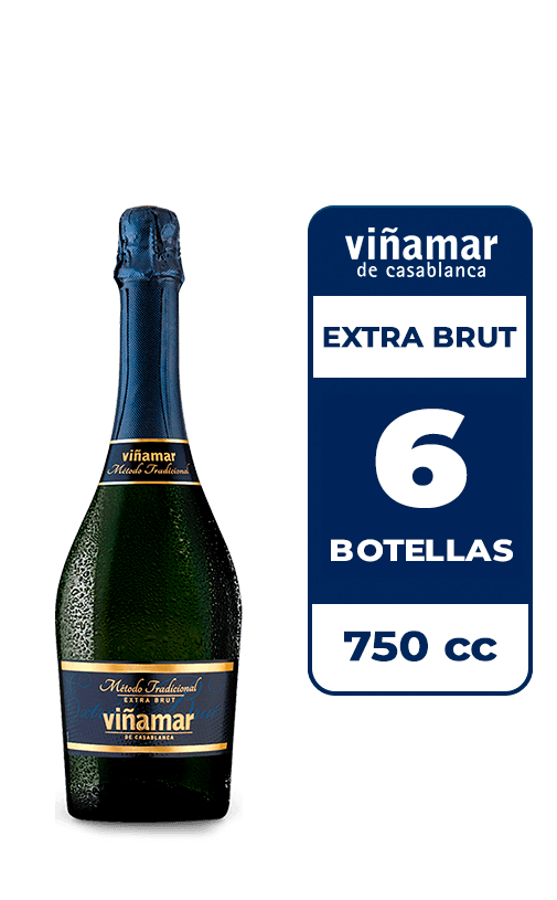 6x Espumante Viñamar Método Tradicional Extra Brut 750cc