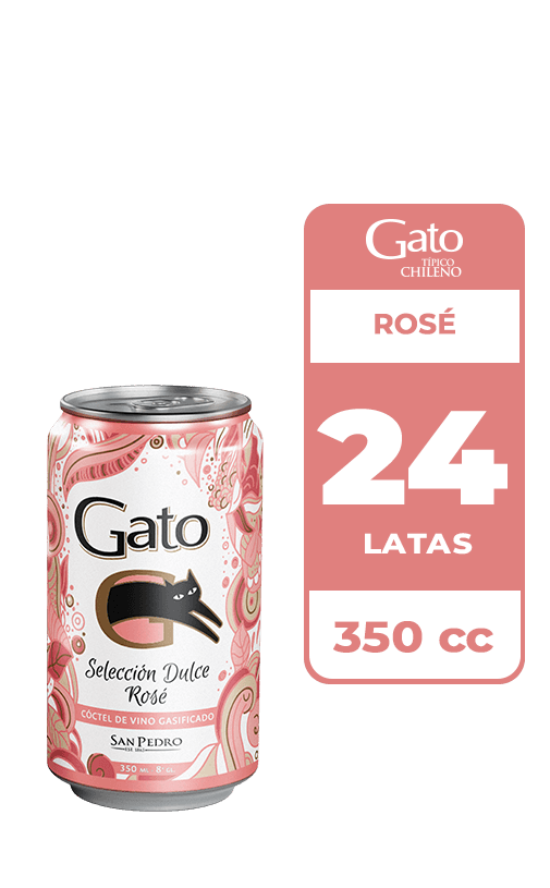 24x Cóctel de Vino Gato Selección Dulce Rosé Lata 350cc