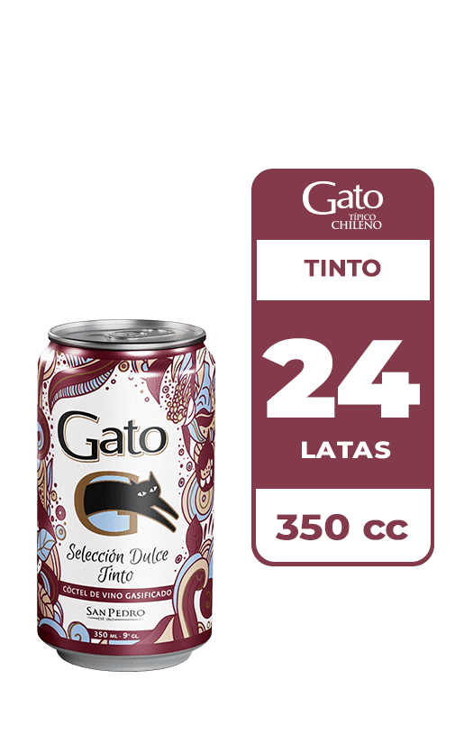 24x Cóctel de Vino Gato Selección Dulce Tinto Lata 350cc