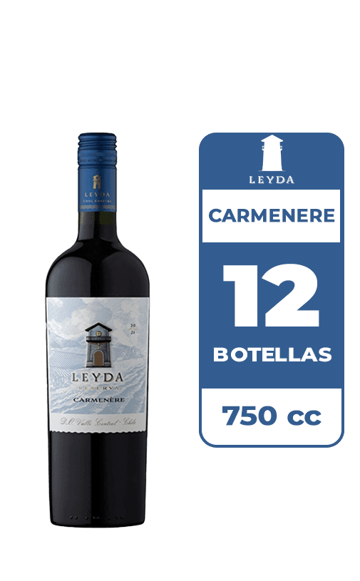 12x Vino Leyda Reserva Carmenere 750cc