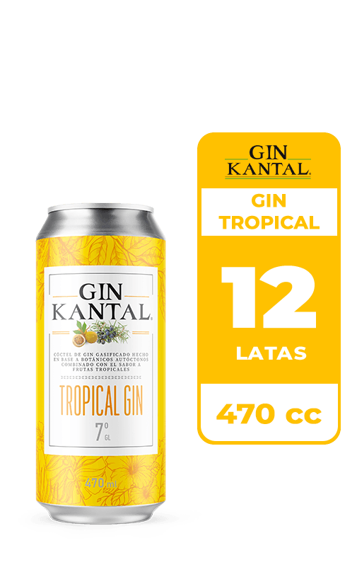 12x Cóctel Kantal Gin Tropical 7° Lata 470cc