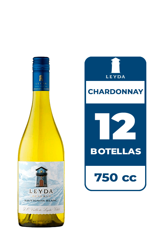 12x Vino Leyda Reserva Chardonnay 750cc