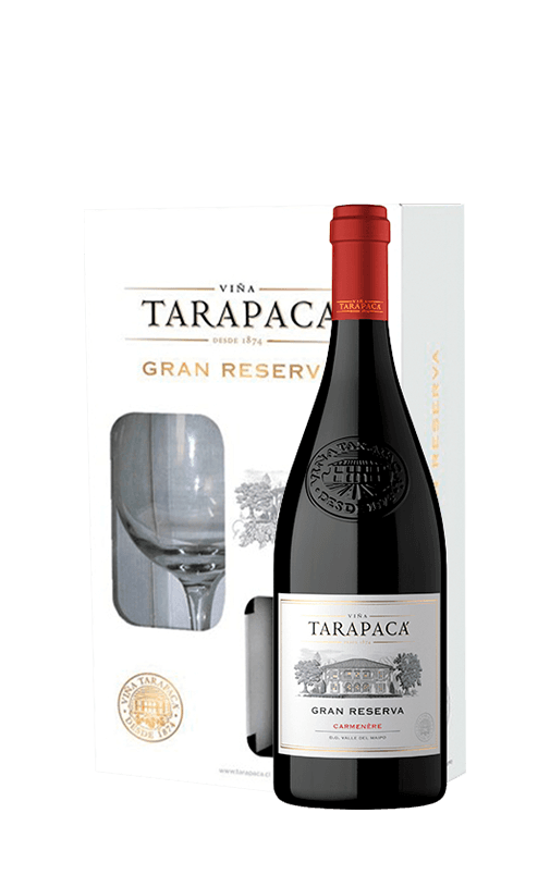 Vino Tarapacá Gran Reserva Carmenere 750cc + Copa