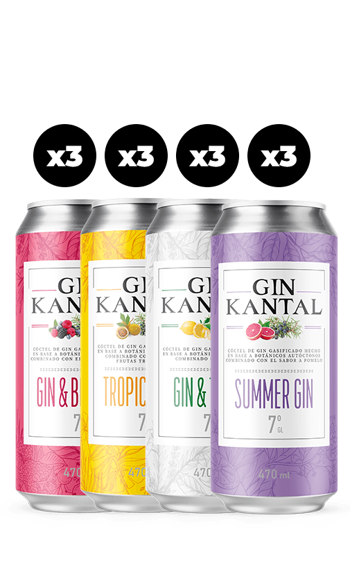 12x Cóctel Kantal Gin Sabores Lata 470cc