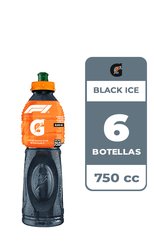6x Bebida Isotónica Gatorade Black Ice 750cc