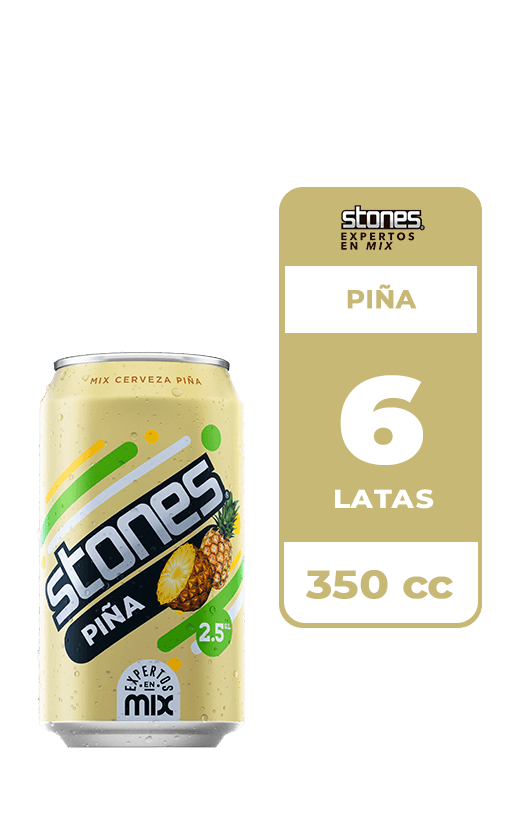 6x Cerveza Piña Stones 2.5° Lata 350cc