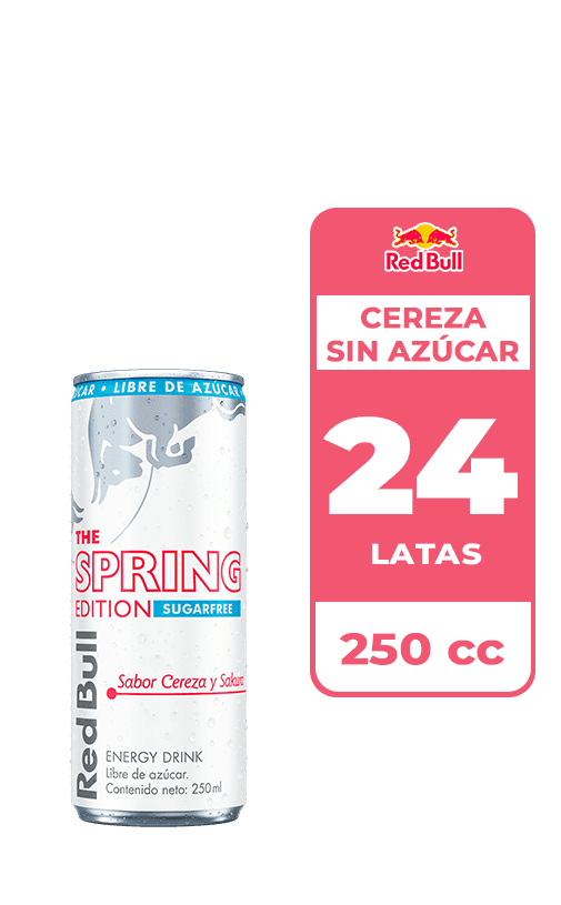 24x Bebida Energética Red Bull Spring Cereza Sin Azúcar 250cc