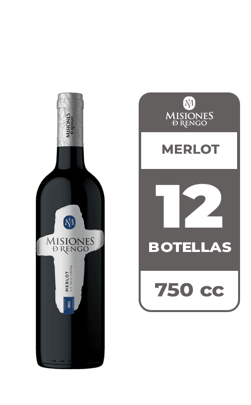 12x Vino Misiones De Rengo Varietal Merlot 750cc