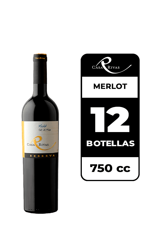 12x Vino Casa Rivas Reserva Merlot 750cc