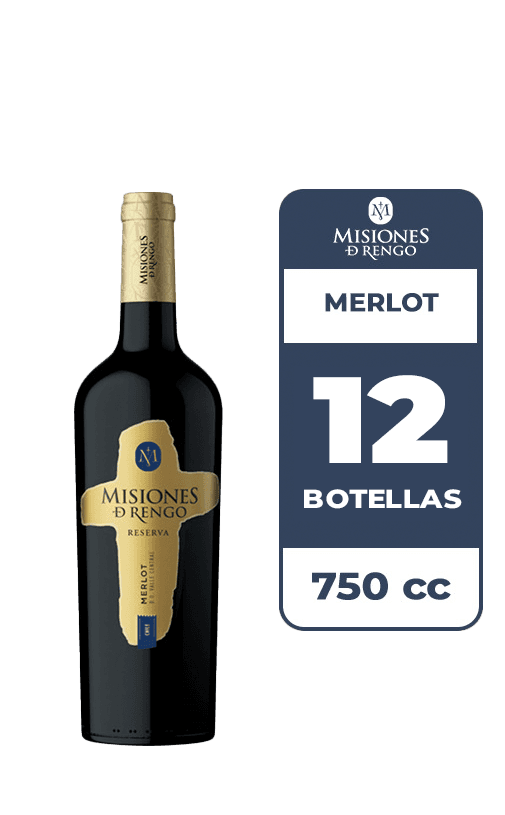 12x Vino Misiones De Rengo Reserva Merlot 750cc