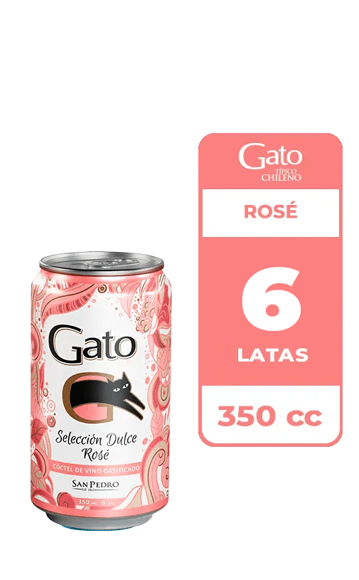 6x Cóctel de Vino Gato Selección Dulce Rosé Lata 350cc