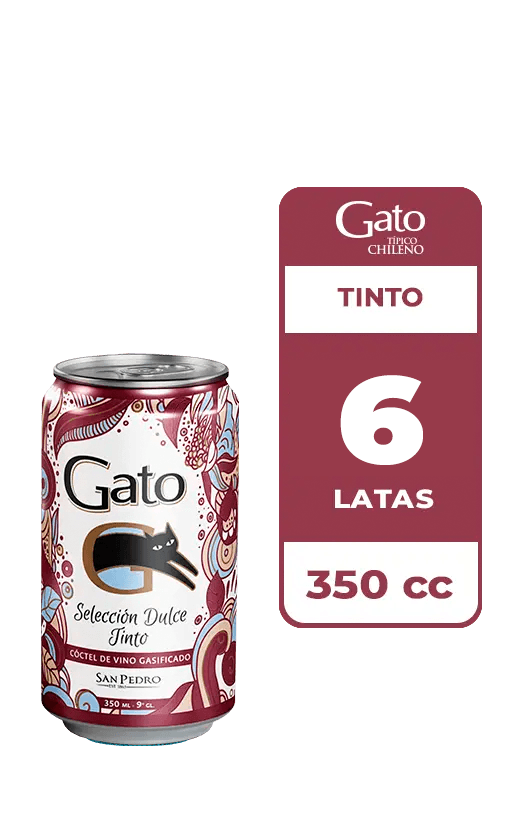 6x Cóctel de Vino Gato Selección Dulce Tinto Lata 350cc