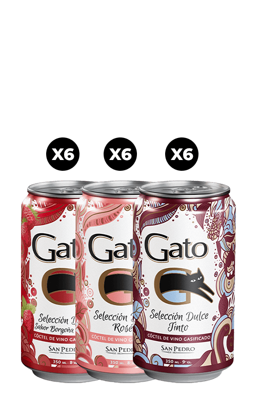 18x Cóctel de Vino Gato Selección Dulce Variedades Lata 350cc