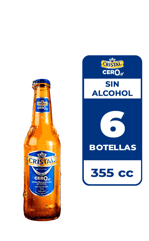 6x Cerveza Cristal Sin Alcohol Botella 355cc