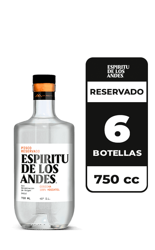 6x Pisco Espíritu De Los Andes 40° 750cc