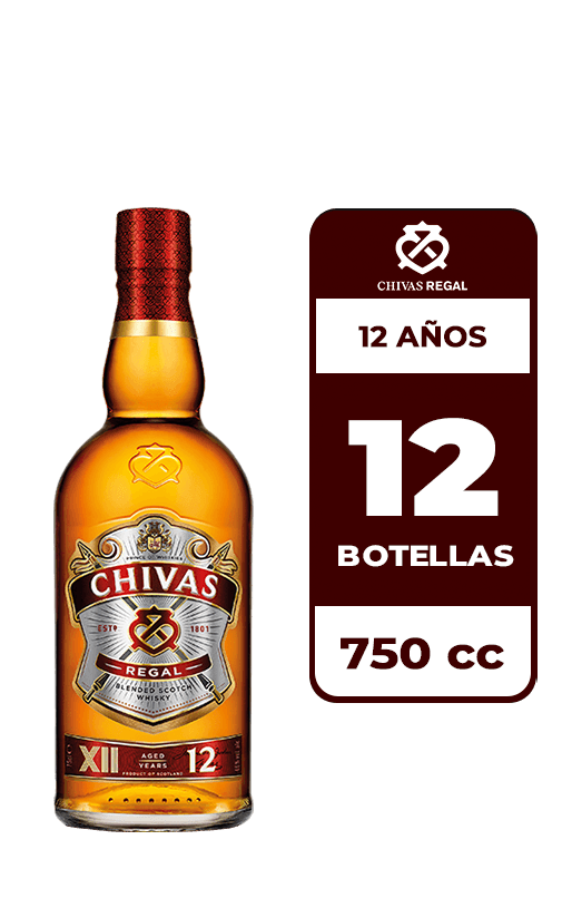 12x Whisky Chivas Regal 12 Años 40° 750cc