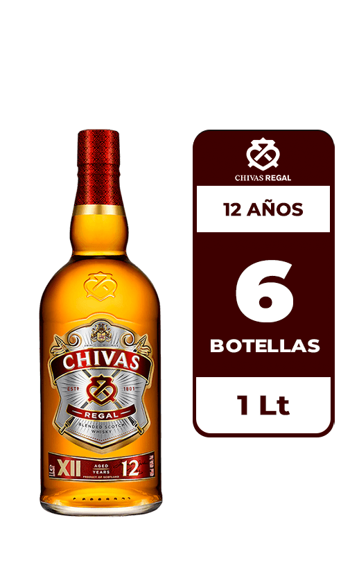 6x Whisky Chivas Regal 12 Años 40° 1L