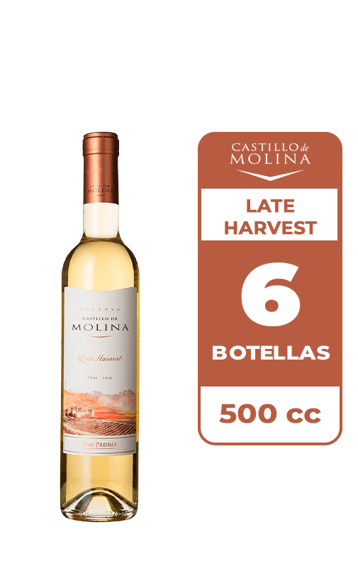 6x Vino Castillo De Molina Late Harvest 500cc
