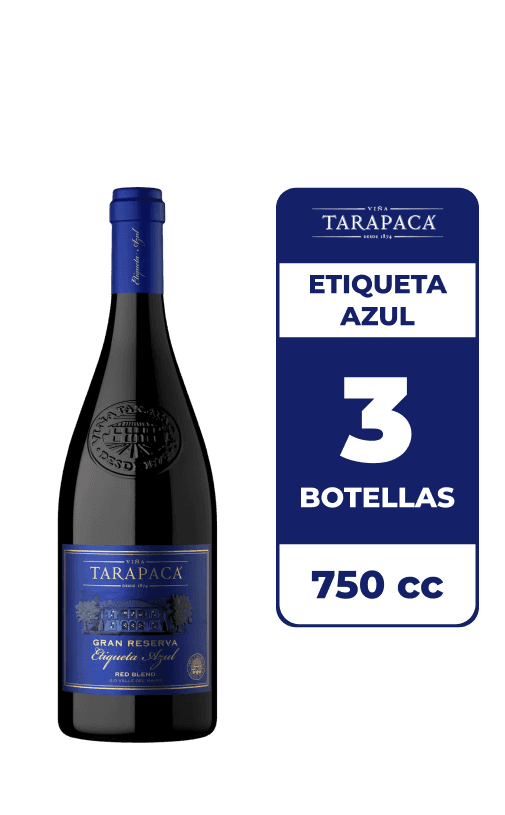 3x Vino Tarapacá Gran Reserva Etiqueta Azul 750cc